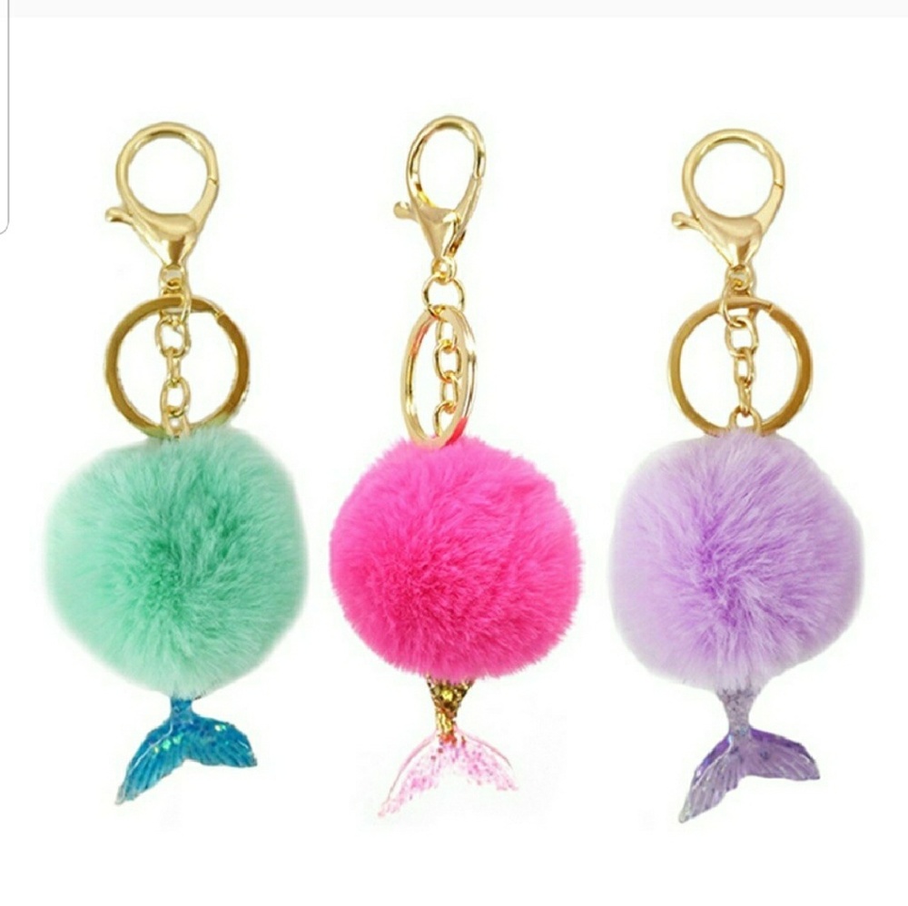 Mermaid Pom Pom Purse Decor or Key Chain